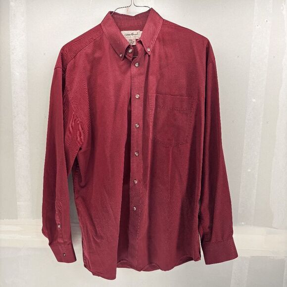 Vintage Eddie Bauer Shirt Mens Large Cotton Twill Button Down Red EUC - Picture 1 of 3